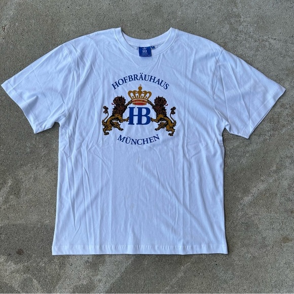Chaps Other - Hofbräuhaus München T-Shirt Medium White HB Crown Logo Germany Beer Hall Lions